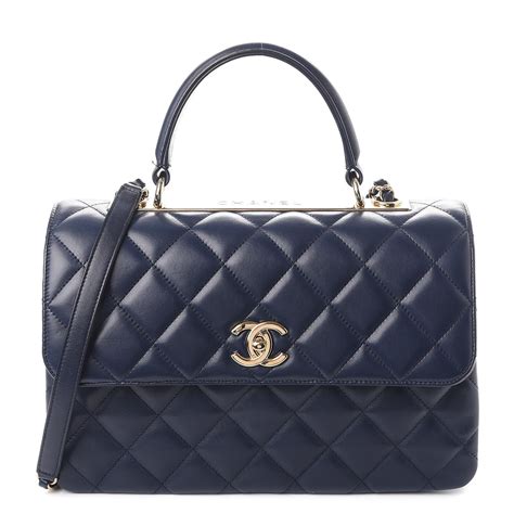 navy blue chanel purse|Chanel lambskin shoulder bag.